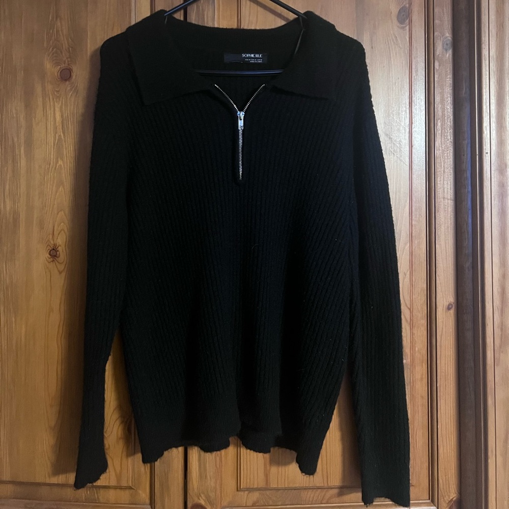 Sophie Rue Black quarter zip up sweater.  Lightweight fabric blend.  Very soft.